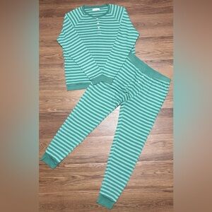 Lake Pajamas Mens XL Green Stripe Cotton Lounge Set Soft Sleepwear